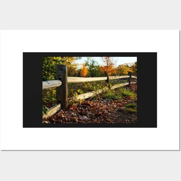 Rustic Wooden Fence in Autumn Wall Art by 1Redbublppasswo